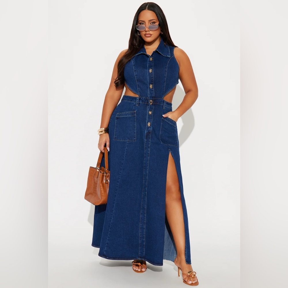 Amelia Denim Maxi Dress - Dark Denim